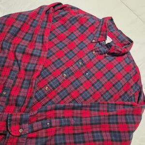 Brooks Brothers 346 Mens XL Red Navy Blue Plaid Cotton Flannel Button Down Shirt